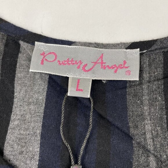 Pretty Angel Two Piece Multi layer Dress Tunic Women’s L Striped Gray Black - Picture 6 of 9